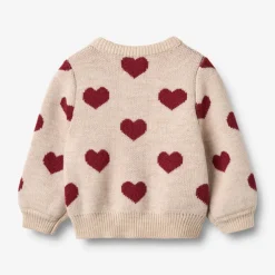 Wheat Jacquard Cardigan Hjerte - Offwhite Melange- Juletøj|Cardigans, Veste & Trøjer