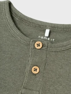 NAME IT Kab langærmet basis bluse - DUSTYOLIVE- Bluser