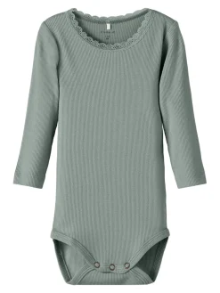 NAME IT Kab langærmet boby - Slate gray- Bodystocking Langærmet