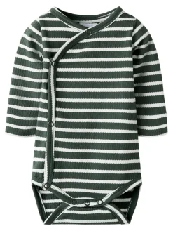 NAME IT Kans Langærmet Wrap Body - Deep Forest- Bodystocking M. Skrålukning