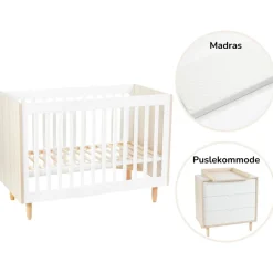 BeKids Karl starterpakke - seng, puslekommode og madras-Børn Pakkeløsninger|Pusleborde