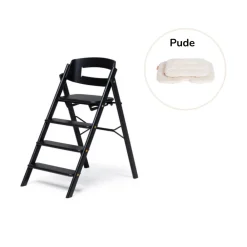 KAOS Klapp højstol foldbar eg inkl. pude - sort-Børn Højstole Med Tilbehør