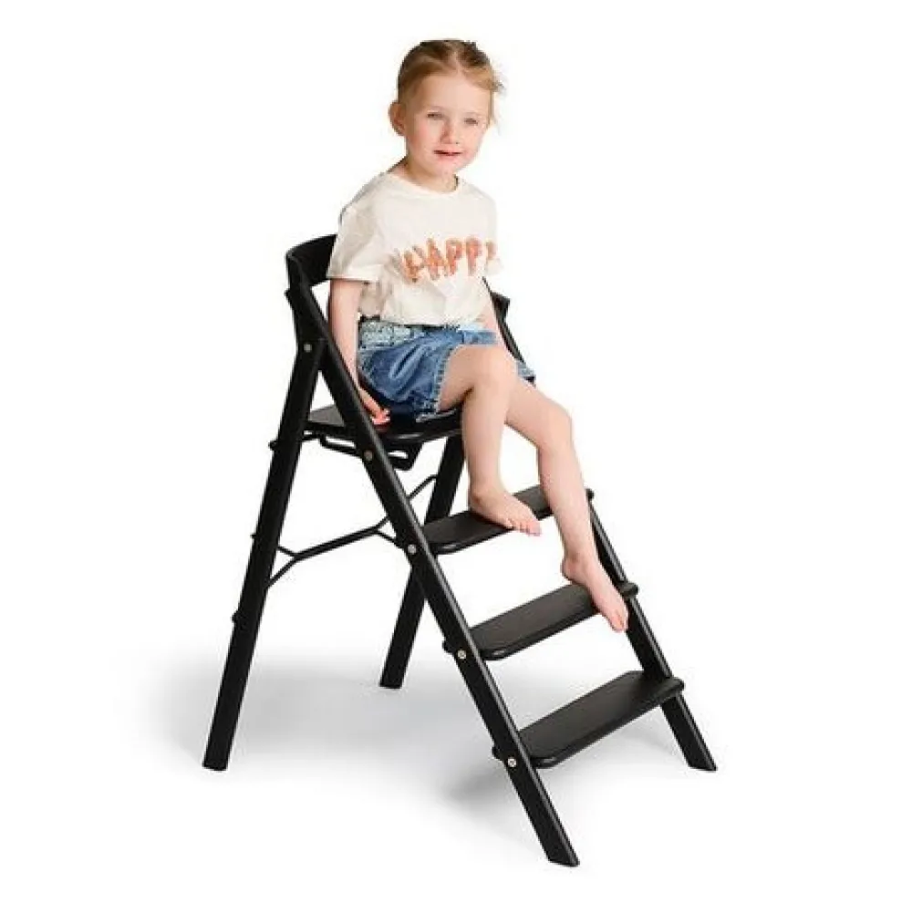 KAOS Klapp højstol foldbar eg inkl. bøjle og bakke - sort-Børn Højstole Med Tilbehør