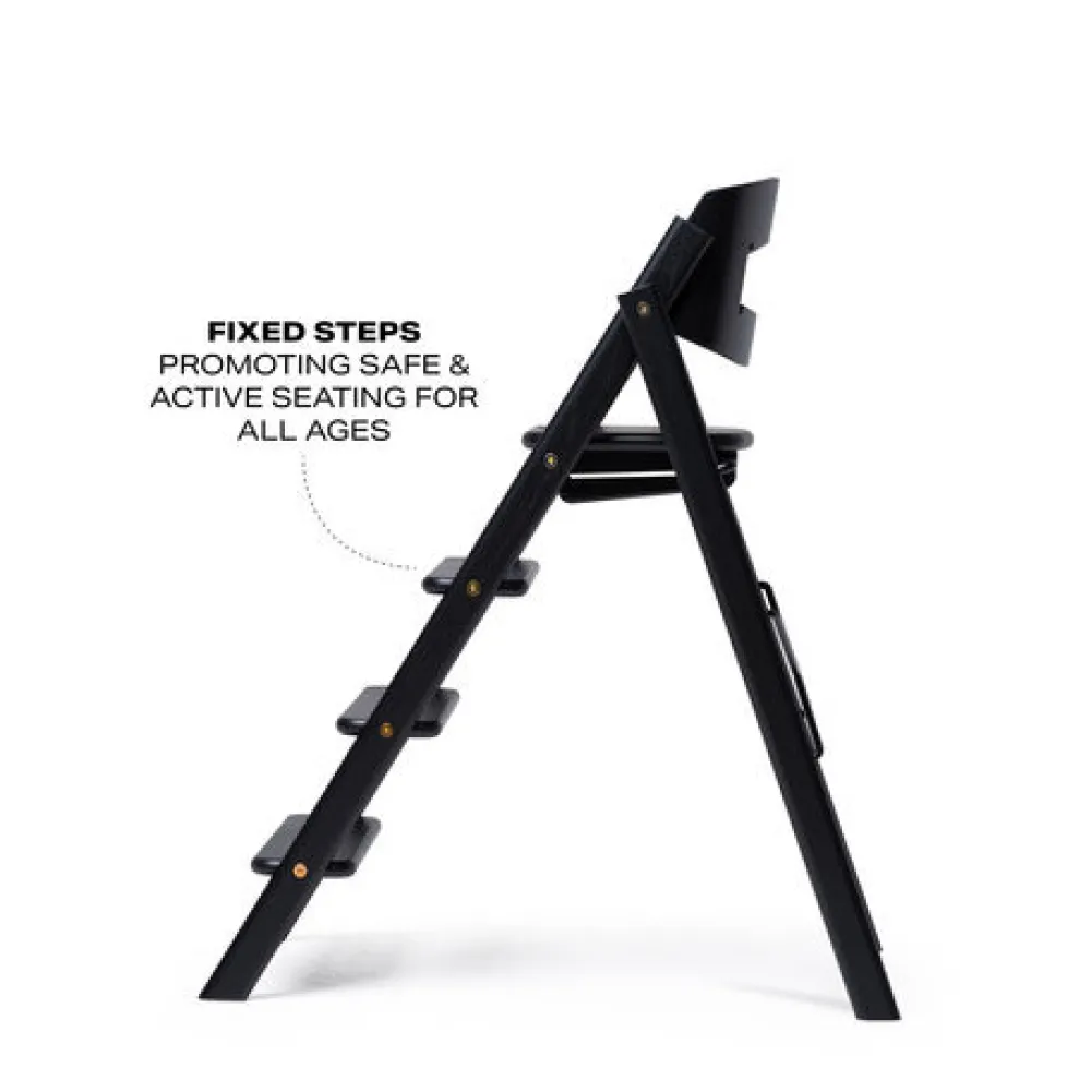 KAOS Klapp højstol foldbar eg inkl. bøjle og bakke - sort-Børn Højstole Med Tilbehør