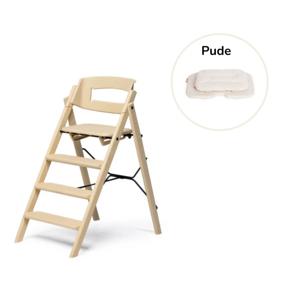 KAOS Klapp højstol foldbar genbrugsplast inkl. pude - sand-Børn Højstole Med Tilbehør