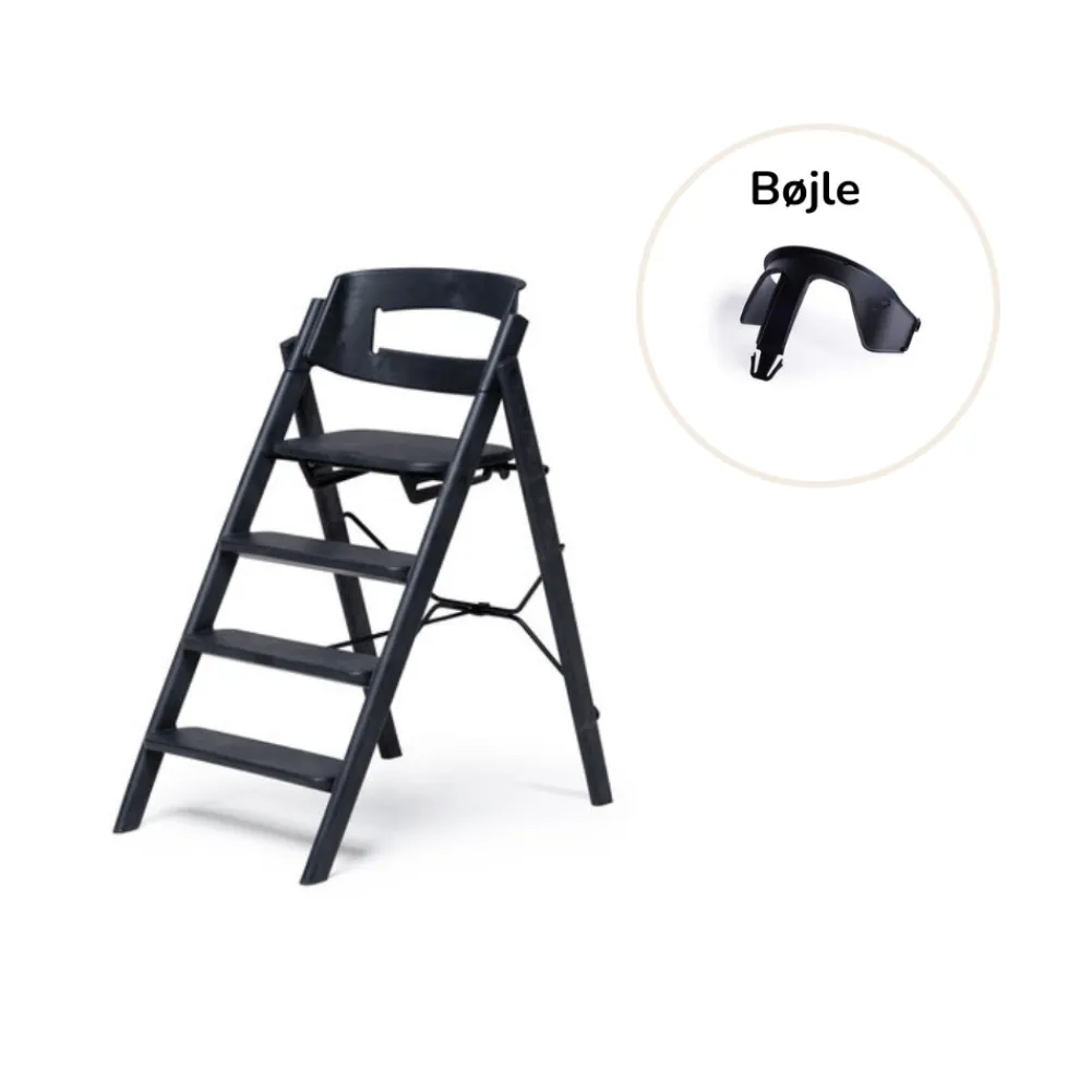 KAOS Klapp højstol foldbar genbrugsplast inkl. bøjle - sort-Børn Højstole Med Tilbehør