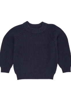 Copenhagen Colors Klasisk strikket bluse - NAVY- Cardigans, Veste & Trøjer