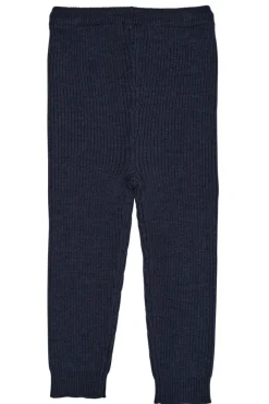 Copenhagen Colors Klassisk merino rib leggings m. bindebånd - unisex - MØRKE BLÅ- Uldunderdele|Leggings