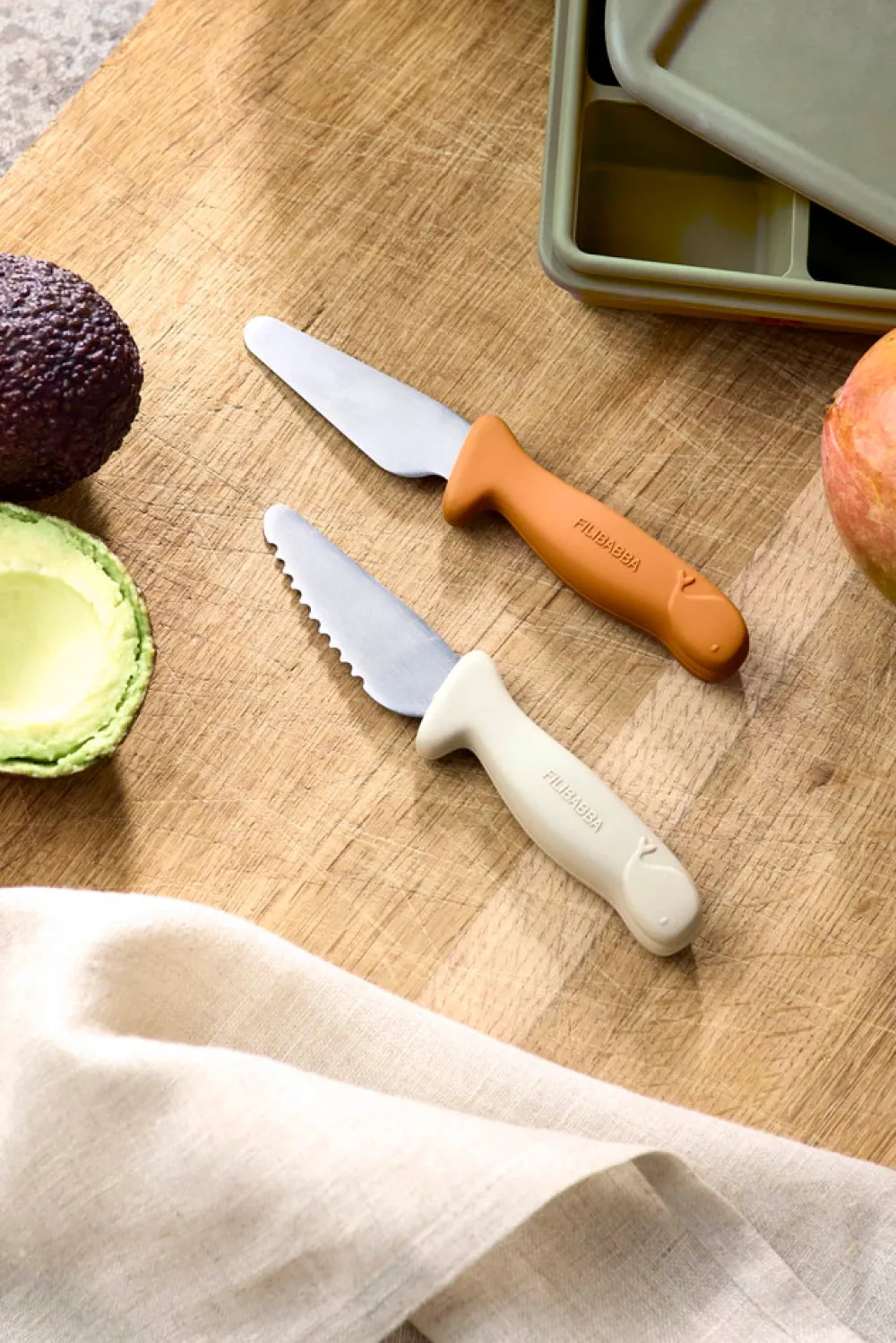 Filibabba Knivsæt til børn 2-pak - Pumpkin + Offwhite- Bestik