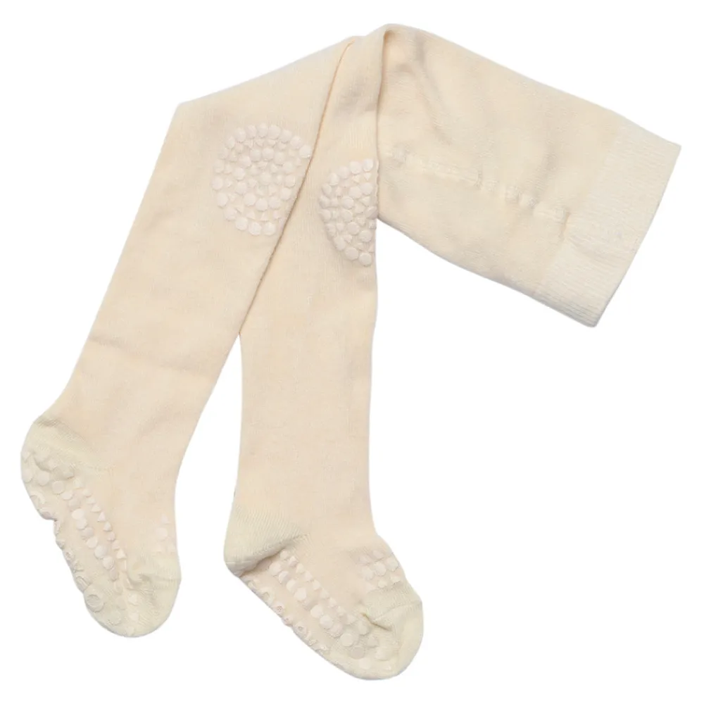 GOBABYGO Kravle Strømpebukser Bambus - Off white- Skridsikre Strømper|Strømpebukser