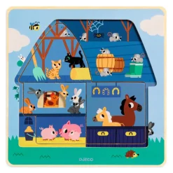 Djeco 3-lags puslespil, Hos Moo- Puslespil