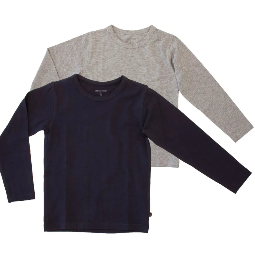 Minymo Langærmede T-shirts (2-pak) - Navy 778- Multipack|Bluser