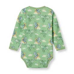 Småfolk Langærmet body med sovende drager - 827- Bodystocking Langærmet