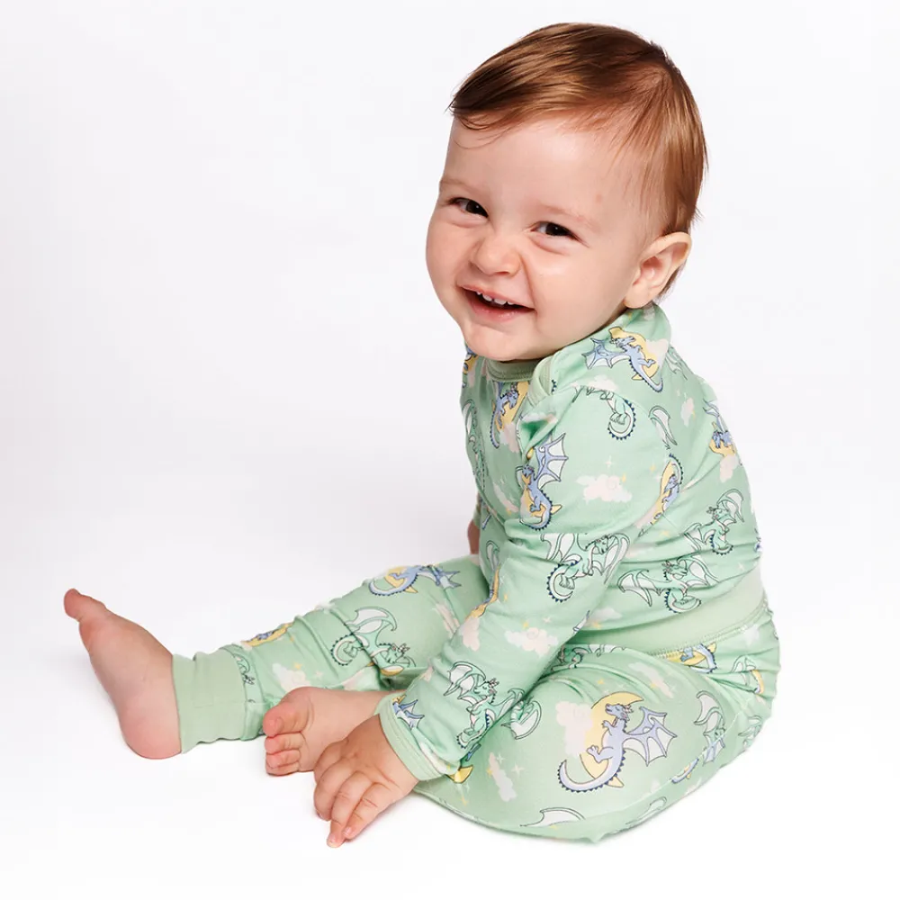 Småfolk Langærmet body med sovende drager - 827- Bodystocking Langærmet