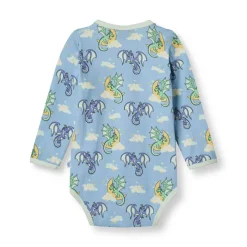 Småfolk Langærmet body med sovende drager - 737- Bodystocking Langærmet