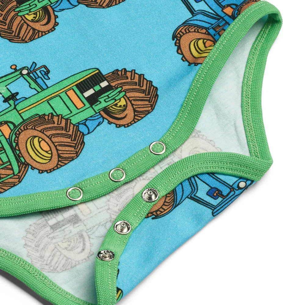 Småfolk Langærmet body med traktorer - 718- Bodystocking Langærmet