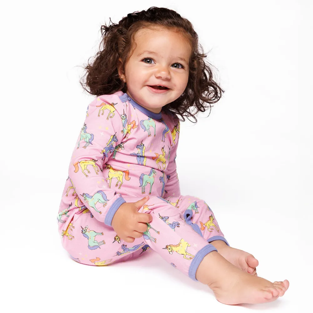 Småfolk Langærmet heldragt med enhjørninger - 539- Heldragter U. Fod