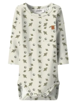 Lil' Atelier Layo Geo Langærmet Body - Turtledove- Bodystocking Langærmet