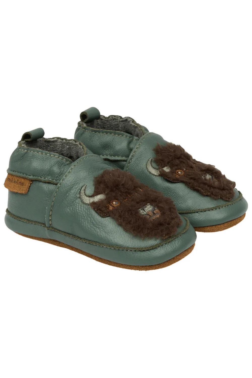 Mikk-Line Læder Slipper - 3D - Balsam green- Hjemmesko