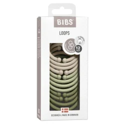 BIBS Loops 12 Pack - vanilla/sage/olive- Legetøj Til Barnevogne & Autostole
