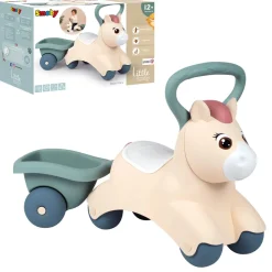 Smoby Lær-at-gå-bil-Pony med vogn- Biler, Traktorer & Scootere|Gåvogne & Aktivitetsborde