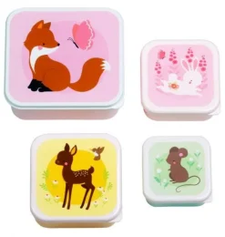 A Little Lovely Company Lunch & snack box sæt - forest friends- Madkasser & Drikkedunke