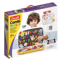 QUERCETTI Magnetiske bogstaver og tal - Sæt med tavle- Magnetlegesæt