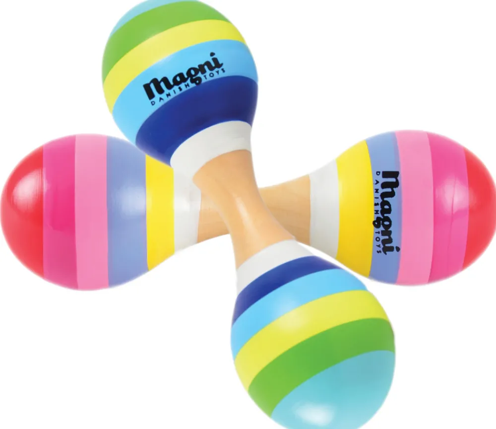 Magni Maracas dobbelt med striber 1 stk- Musiklegetøj
