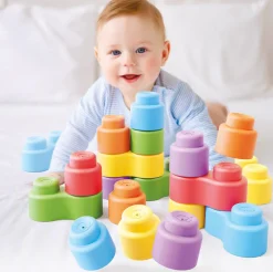 QUERCETTI Momy Soft - 24 bløde klodser- Små Byggesæt|Aktivitetslegetøj