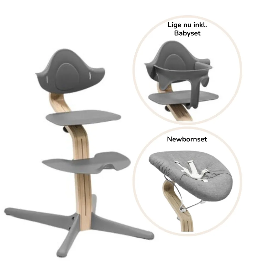 Stokke Nomi Nomi bundle - Højstol, Newborn sæt og babysæt - grå/natur-Børn Højstole Med Tilbehør