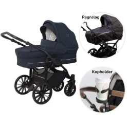 BASSON / Scandia Nordic Lux inkl. regnslag og kopholder - Dusty navy- Barnevognspakker