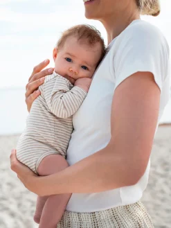 Serendipity Organics Nyfødt Slå-om Body - OATSTRIPE- Bodystocking M. Skrålukning|Bodystocking Langærmet