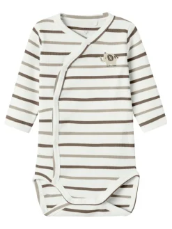 NAME IT Ofant Langærmet Wrap Body - Cloud Dancer- Bodystocking M. Skrålukning