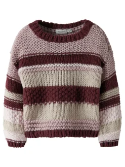 NAME IT Oline Striktrøje - Burgundy- Cardigans, Veste & Trøjer