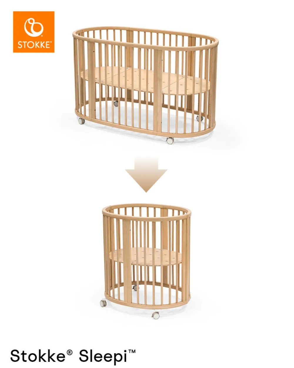 Stokke® Ombygningssæt fra Sleepi til Sleepi mini - natur V3-Børn Tremmesenge