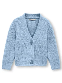 KIDS ONLY Oriana langærmet glitter cardigan - BLUE- Cardigans, Veste & Trøjer
