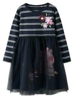 NAME IT Orini Gurli Gris Tyl Kjole - Navy Blazer- Licens|Kjoler