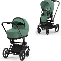 Cybex Priam Duovogn - leaf green/matt black- Kombivogne Med Flade Sæder