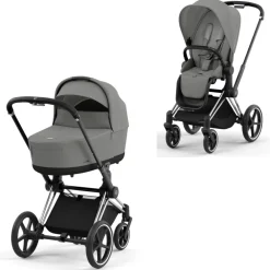 Cybex Priam Duovogn - mirage grey/chrome black- Kombivogne Med Flade Sæder