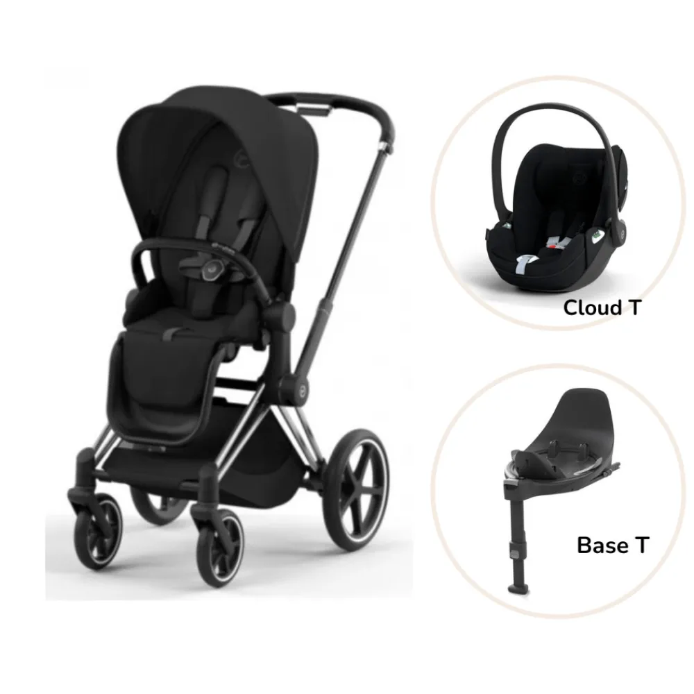 Cybex Priam klapvogn inkl. cloud T og base - sepia black/chrome black PLUS- Klapvogne Med Flade Sæder|Vognpakker