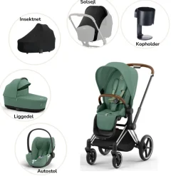 Cybex Priam pakke - leaf green/chrome brown PLUS- Kombivognspakker