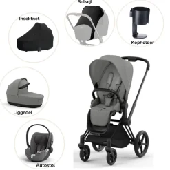 Cybex Priam pakke - mirage grey/matt black PLUS- Kombivognspakker