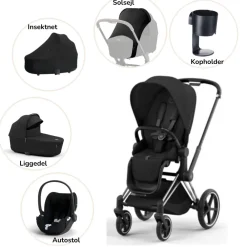 Cybex Priam pakke - sepia black/chrome black PLUS- Kombivognspakker
