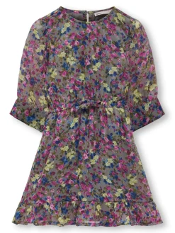 KIDS ONLY Rachel langærmet Aop kjole - DECEMBER SKY- Kjoler