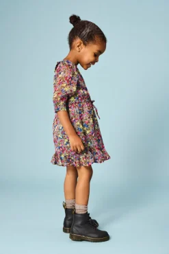 KIDS ONLY Rachel langærmet Aop kjole - DECEMBER SKY- Kjoler