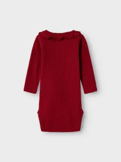 Lil' Atelier Rachel Langærmet Body - Red dahlia- Bodystocking Langærmet