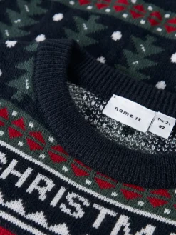 NAME IT Rastokka Striksweater - Dark Sapphire- Juletøj|Cardigans, Veste & Trøjer