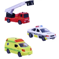 MOTOR-112 Redningskøretøjer 3stk m/pullback, lys og lyd- Legetøjsbiler