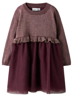 NAME IT Refraja Strikket Kjole - Burgundy- Juletøj|Kjoler