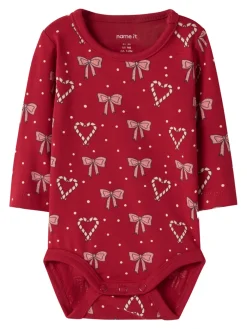 NAME IT Ri Langærmet Body - Jester Red- Bodystocking Langærmet|Juletøj